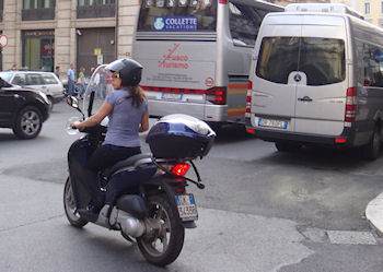 Scooter Merging into Traffic